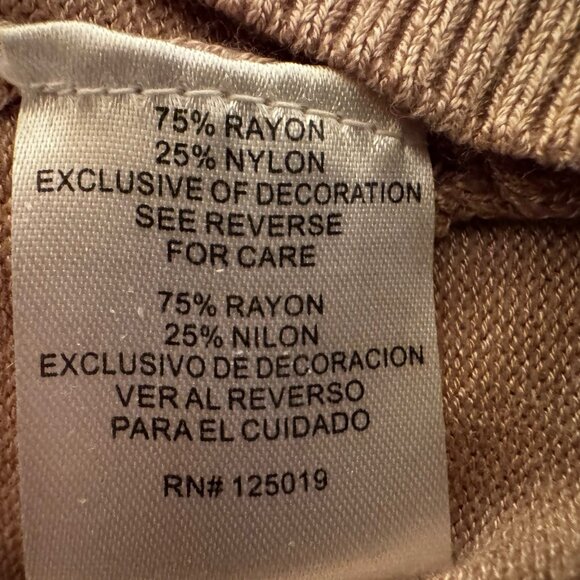 Joseph A Tan Turtleneck Top/Button Accent Sleeve, L, EUC - Picture 12 of 13